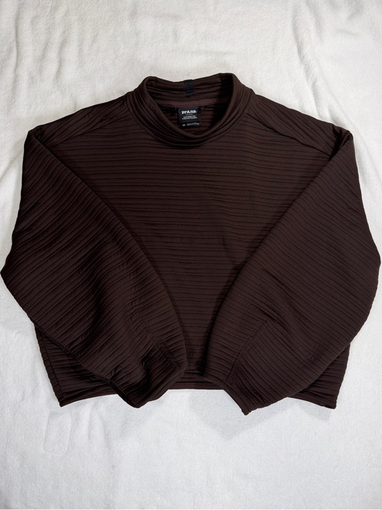 Prana Tops - prAna Ribbed Cropped Mock Neck Pullover Brown Long Sleeve Size M